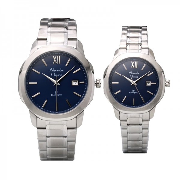 Alexandre Christie AC 8619 Silver Blue Couple